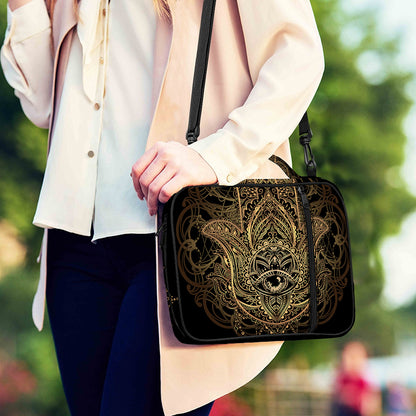 Spiritual Hamsa Hand Of Fatima Print Shoulder Strap Bible Bag