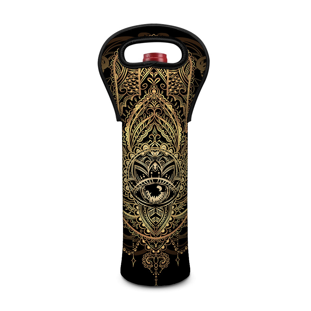 Spiritual Hamsa Hand Of Fatima Print Single Neoprene Wine Tote