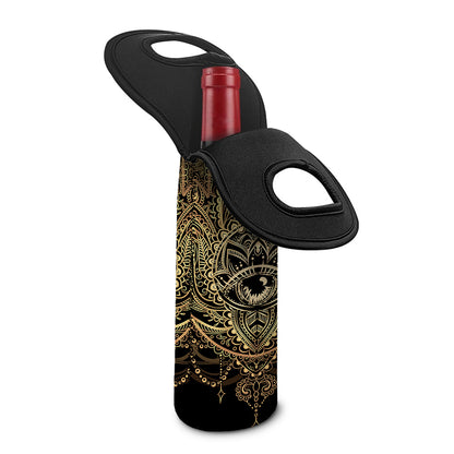 Spiritual Hamsa Hand Of Fatima Print Single Neoprene Wine Tote
