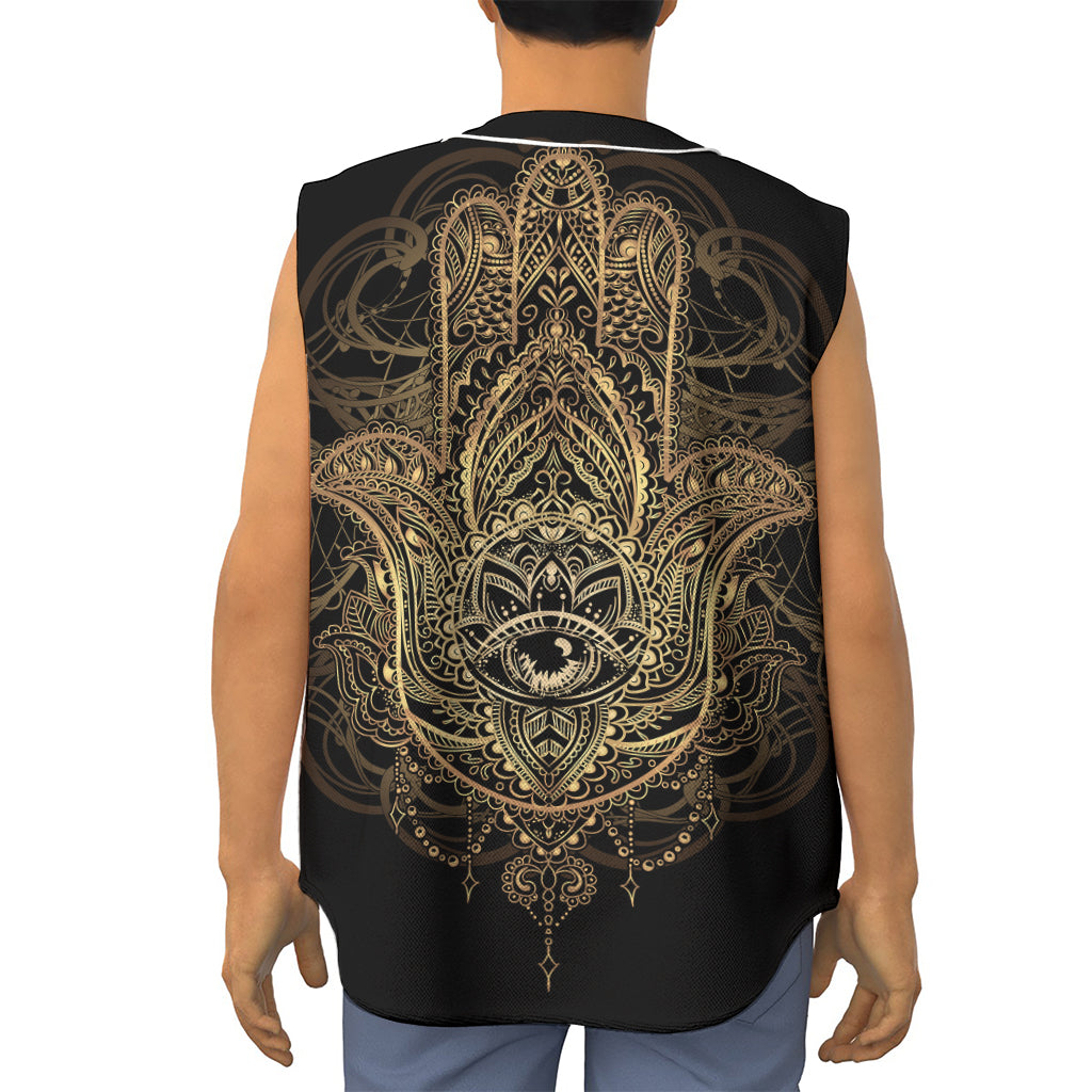 Spiritual Hamsa Hand Of Fatima Print Sleeveless Baseball Jersey