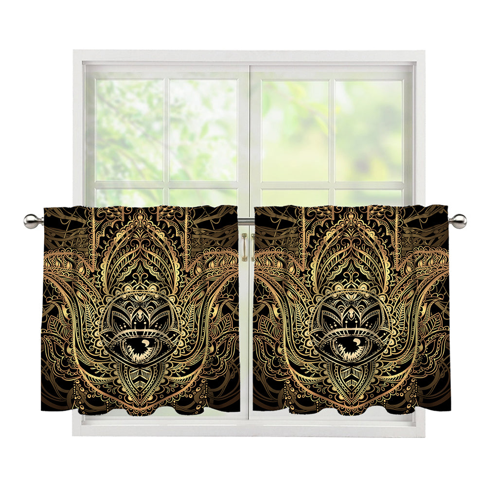 Spiritual Hamsa Hand Of Fatima Print Tier Curtains
