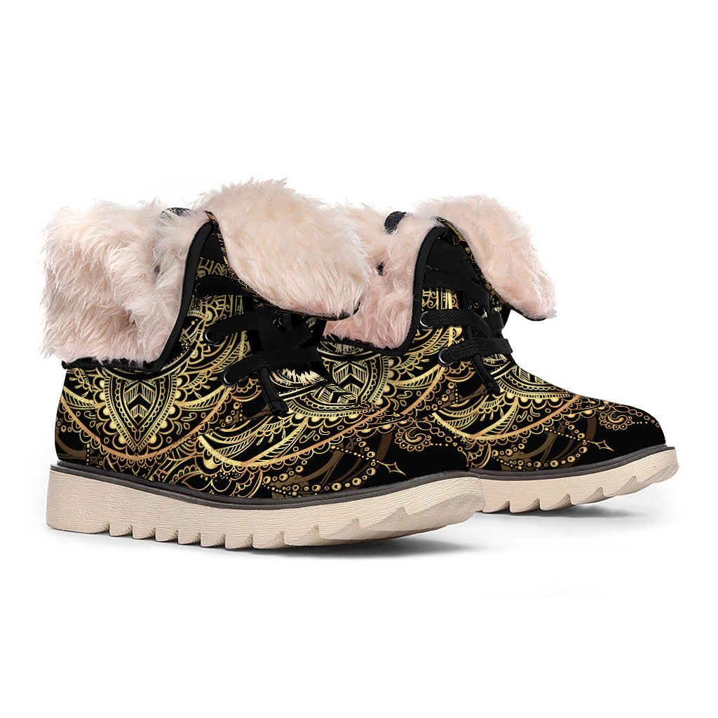 Spiritual Hamsa Hand Of Fatima Print Winter Boots
