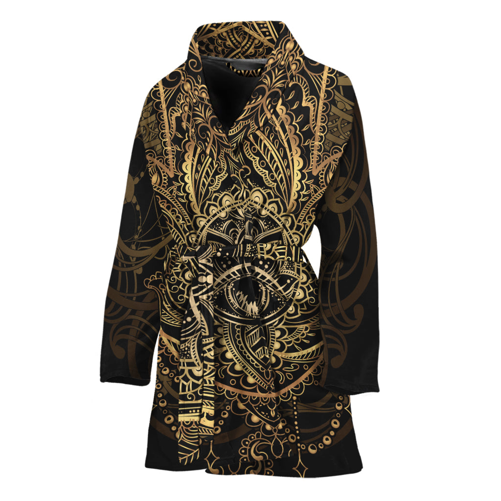 Spiritual Hamsa Hand Of Fatima Print Women's Bathrobe