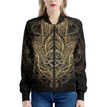 Spiritual Hamsa Hand Of Fatima Print Women's Bomber Jacket