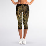 Spiritual Hamsa Hand Of Fatima Print Women's Capri Leggings