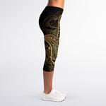 Spiritual Hamsa Hand Of Fatima Print Women's Capri Leggings