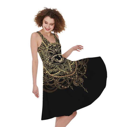 Spiritual Hamsa Hand Of Fatima Print Women's Sleeveless Dress