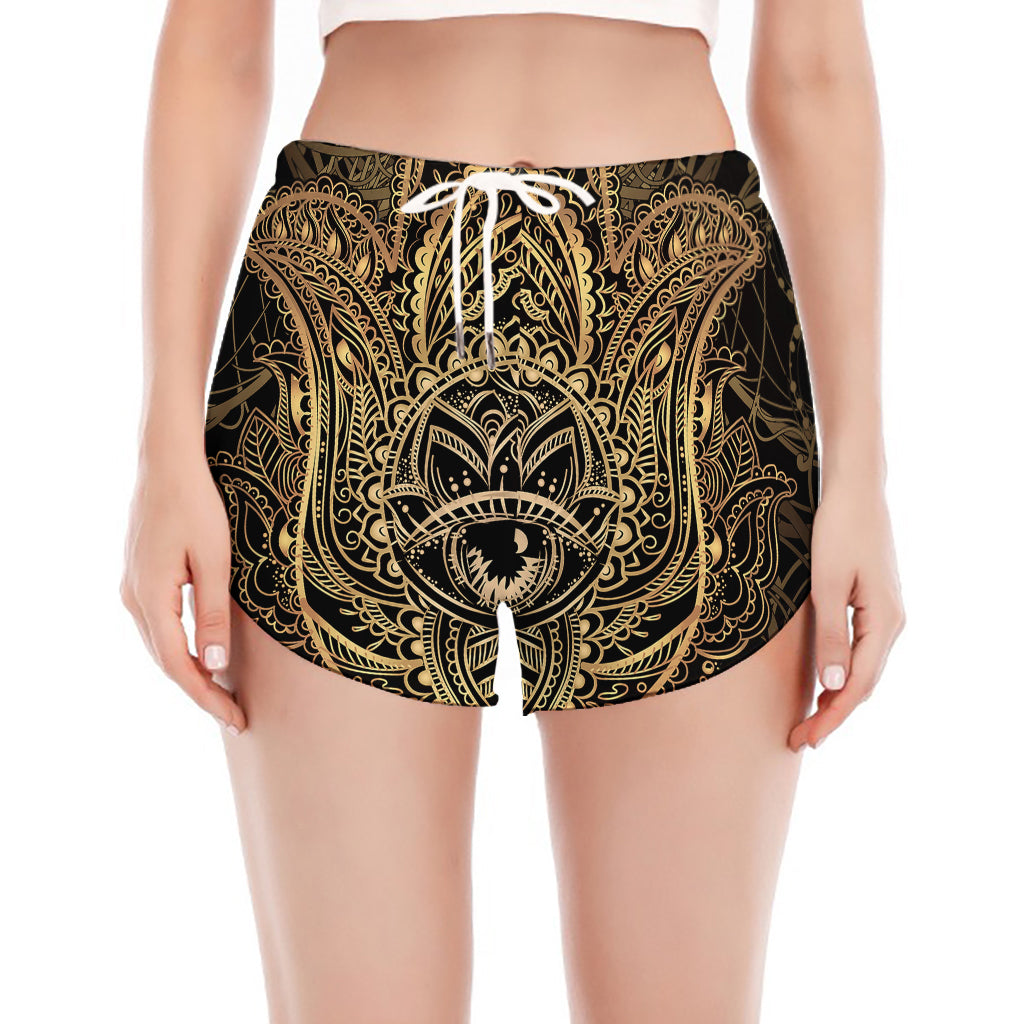 Spiritual Hamsa Hand Of Fatima Print Women's Split Running Shorts