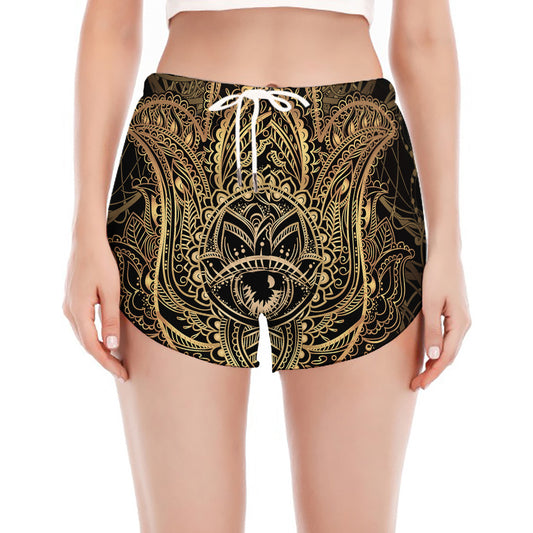 Spiritual Hamsa Hand Of Fatima Print Women's Split Running Shorts