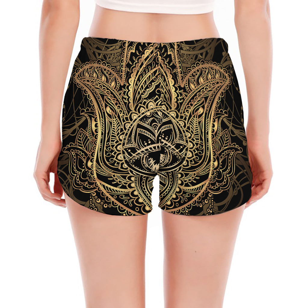 Spiritual Hamsa Hand Of Fatima Print Women's Split Running Shorts