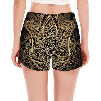Spiritual Hamsa Hand Of Fatima Print Women's Split Running Shorts