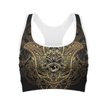 Spiritual Hamsa Hand Of Fatima Print Women's Sports Bra