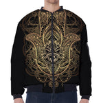 Spiritual Hamsa Hand Of Fatima Print Zip Sleeve Bomber Jacket