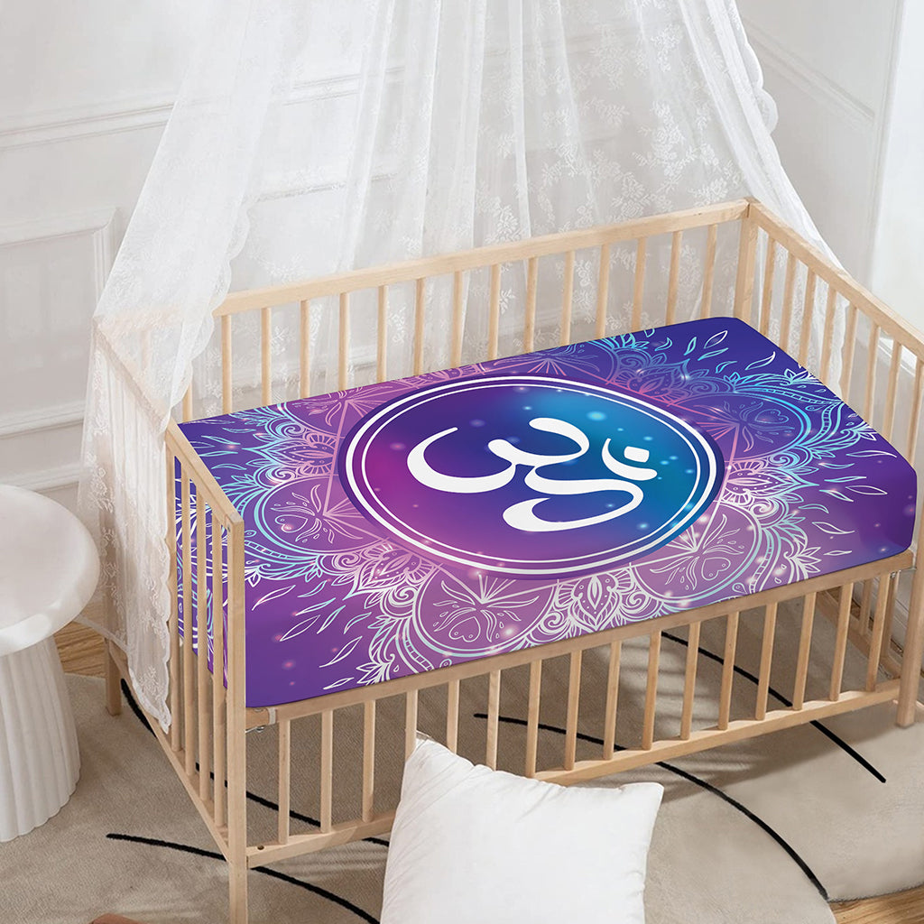 Spiritual Om Mandala Print Baby Crib Sheet