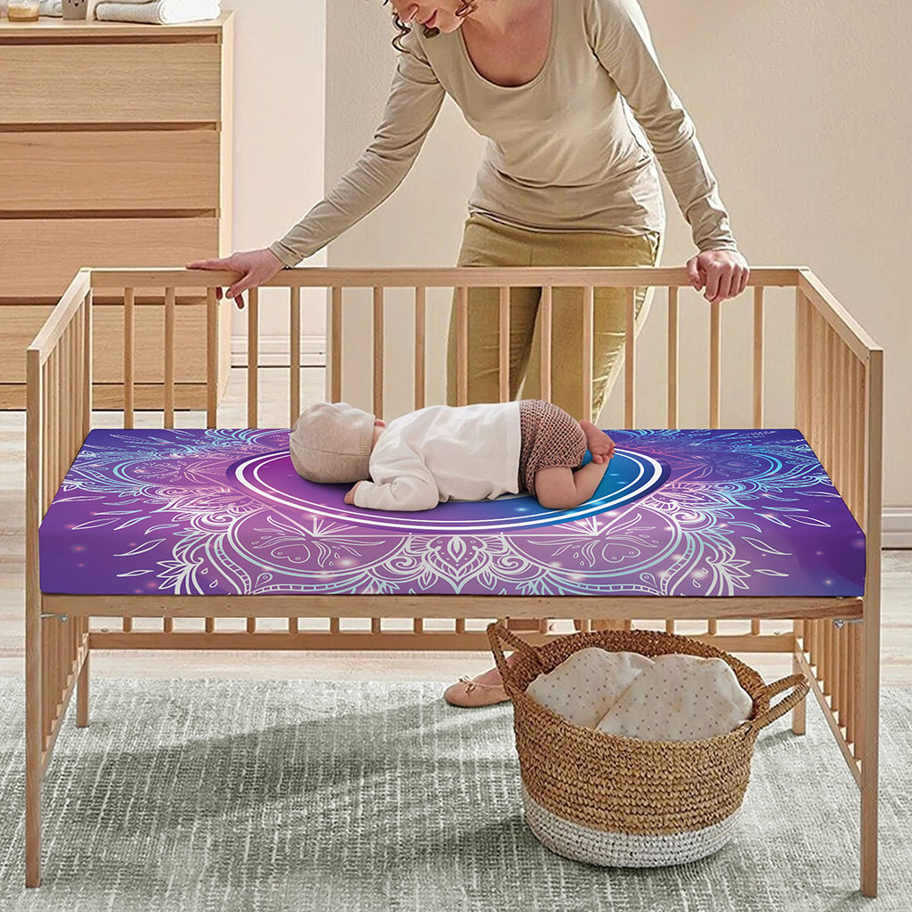 Spiritual Om Mandala Print Baby Crib Sheet