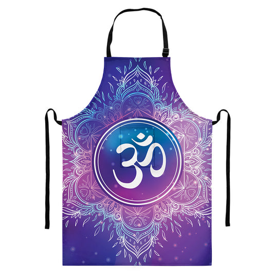 Spiritual Om Mandala Print Bib Apron With Pocket