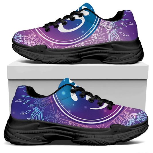 Spiritual Om Mandala Print Black Chunky Shoes