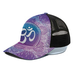 Spiritual Om Mandala Print Black Mesh Trucker Cap