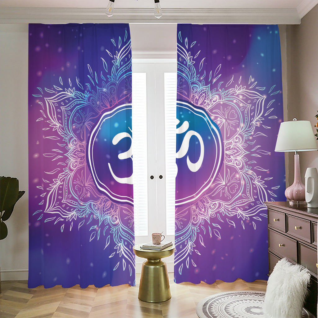 Spiritual Om Mandala Print Blackout Pencil Pleat Curtains