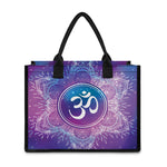 Spiritual Om Mandala Print Canvas Tote Bag