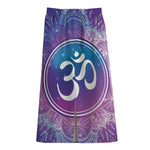 Spiritual Om Mandala Print Cotton Front Slit Maxi Skirt