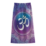 Spiritual Om Mandala Print Cotton Front Slit Maxi Skirt