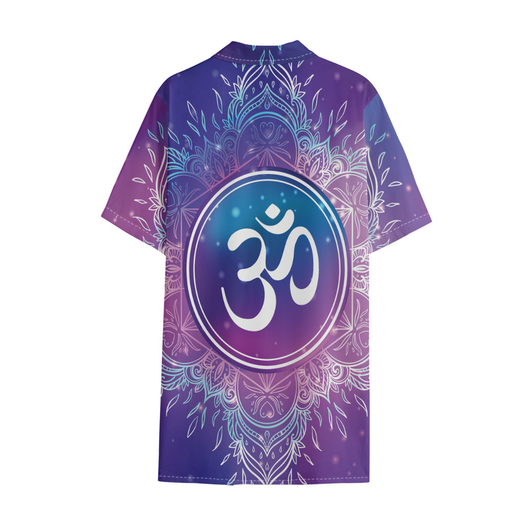 Spiritual Om Mandala Print Cotton Hawaiian Shirt