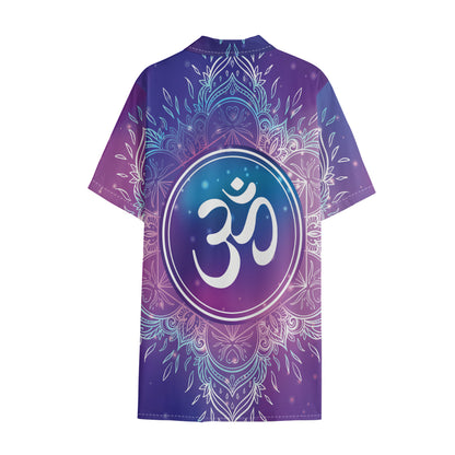 Spiritual Om Mandala Print Cotton Hawaiian Shirt