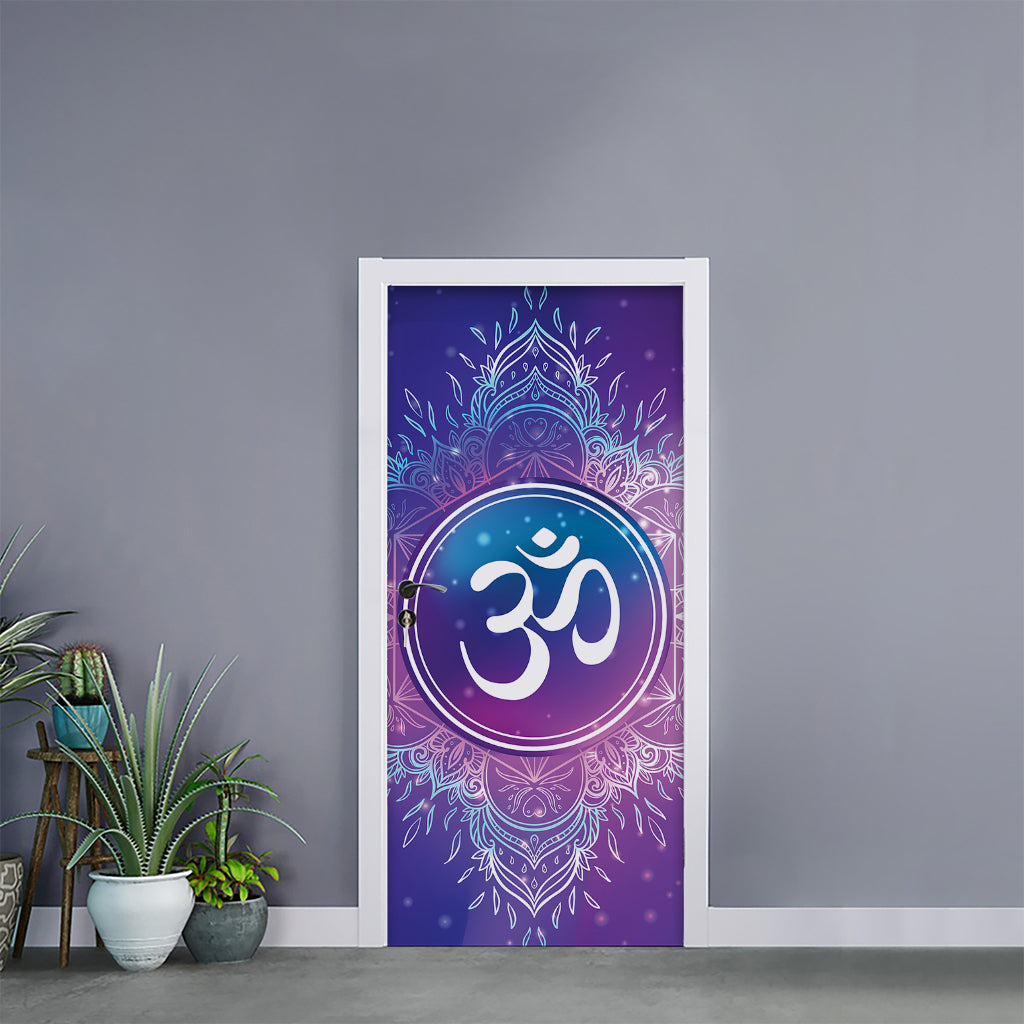 Spiritual Om Mandala Print Door Sticker