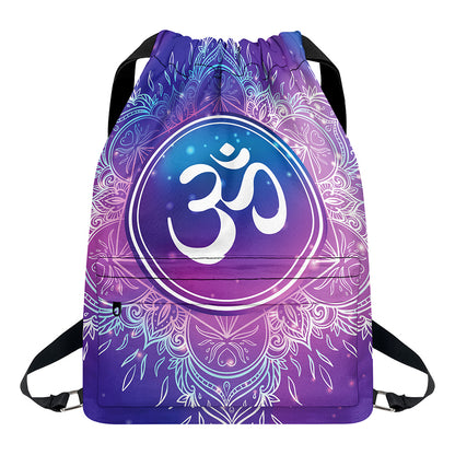 Spiritual Om Mandala Print Drawstring Backpack