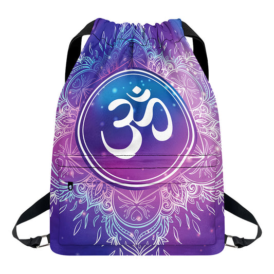 Spiritual Om Mandala Print Drawstring Backpack