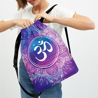 Spiritual Om Mandala Print Drawstring Backpack