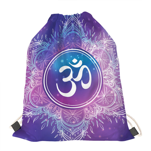 Spiritual Om Mandala Print Drawstring Bag