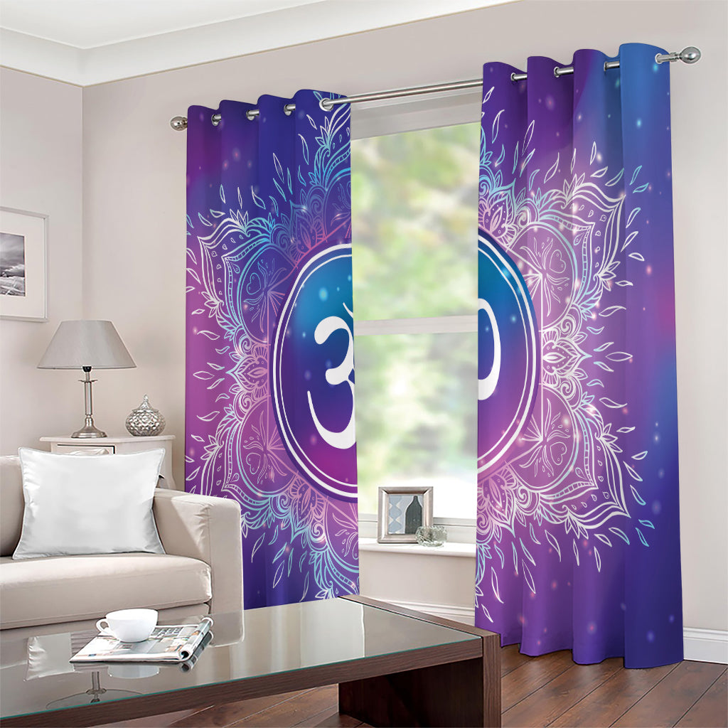 Spiritual Om Mandala Print Extra Wide Grommet Curtains