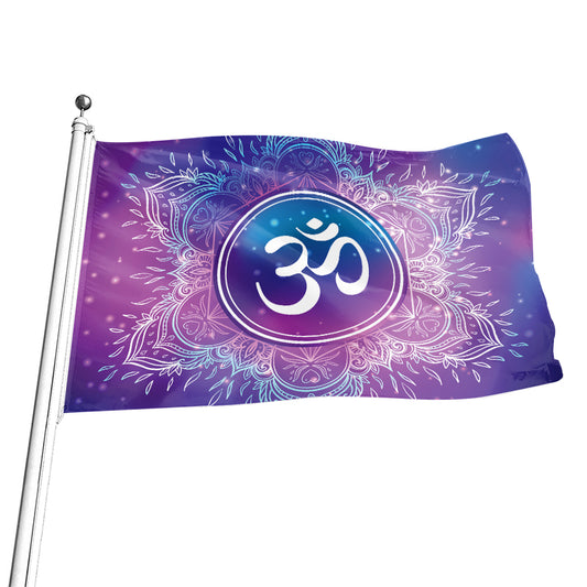 Spiritual Om Mandala Print Flag