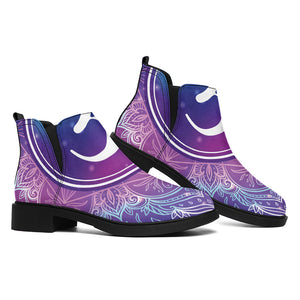 Spiritual Om Mandala Print Flat Ankle Boots