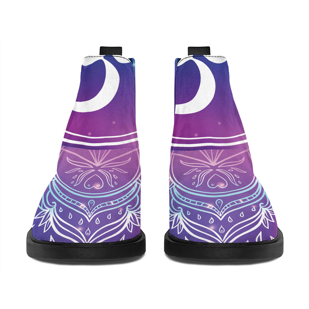 Spiritual Om Mandala Print Flat Ankle Boots