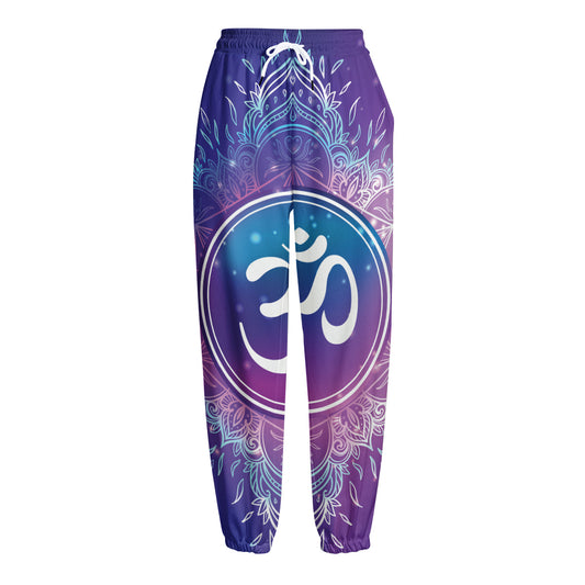 Spiritual Om Mandala Print Fleece Lined Knit Pants