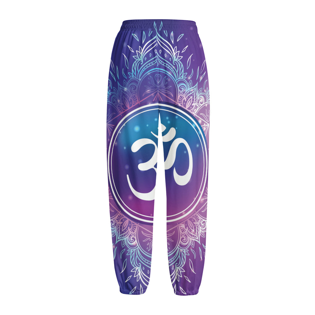 Spiritual Om Mandala Print Fleece Lined Knit Pants