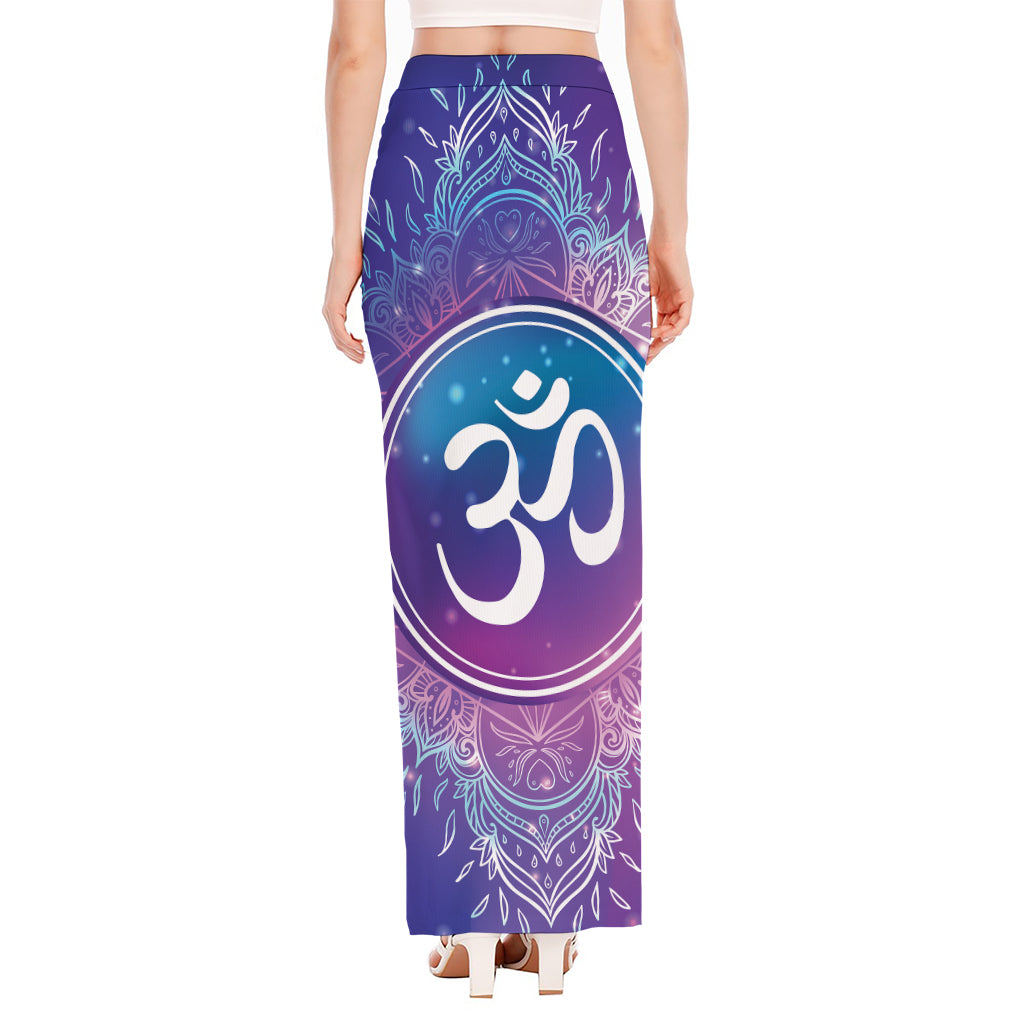 Spiritual Om Mandala Print High Slit Maxi Skirt