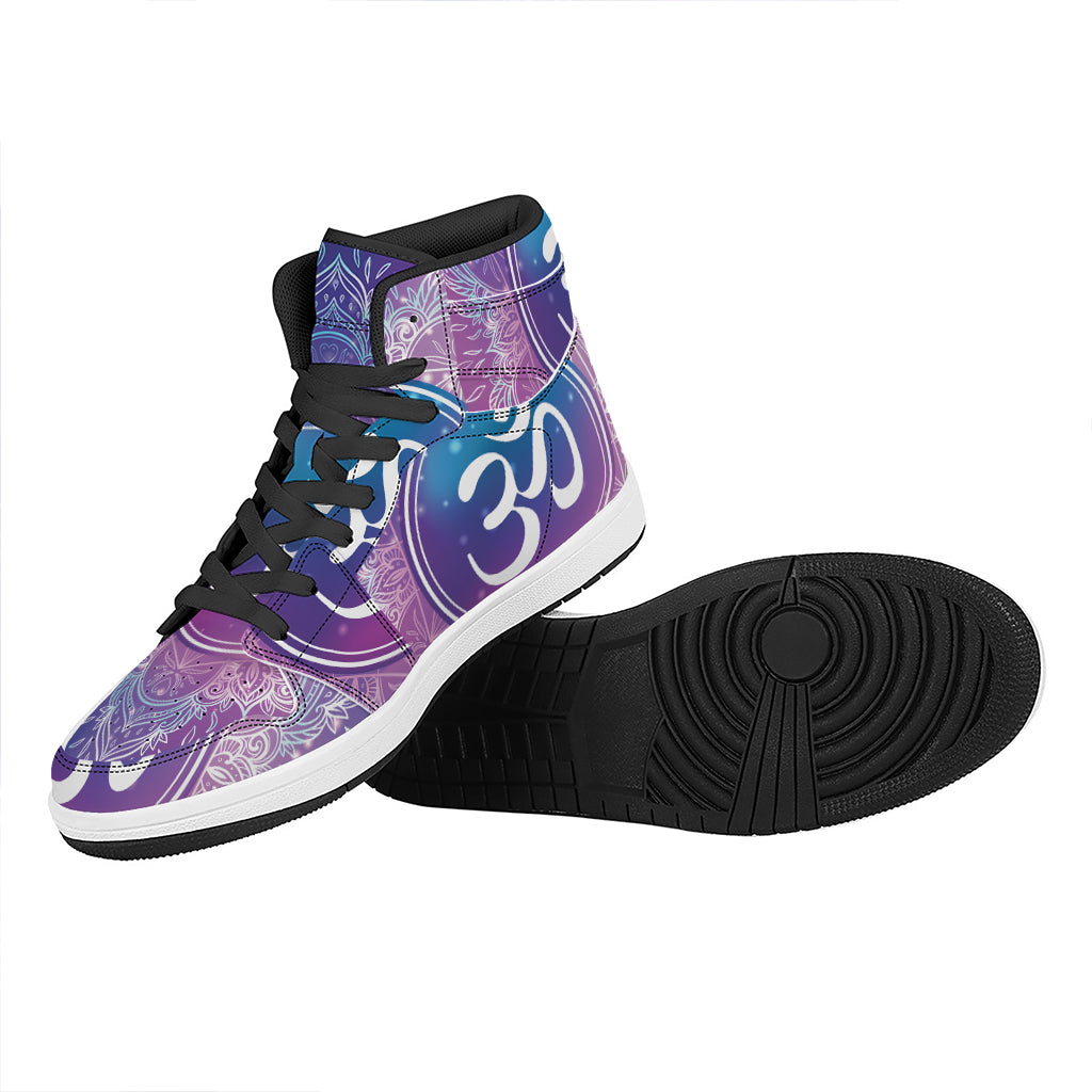 Spiritual Om Mandala Print High Top Leather Sneakers