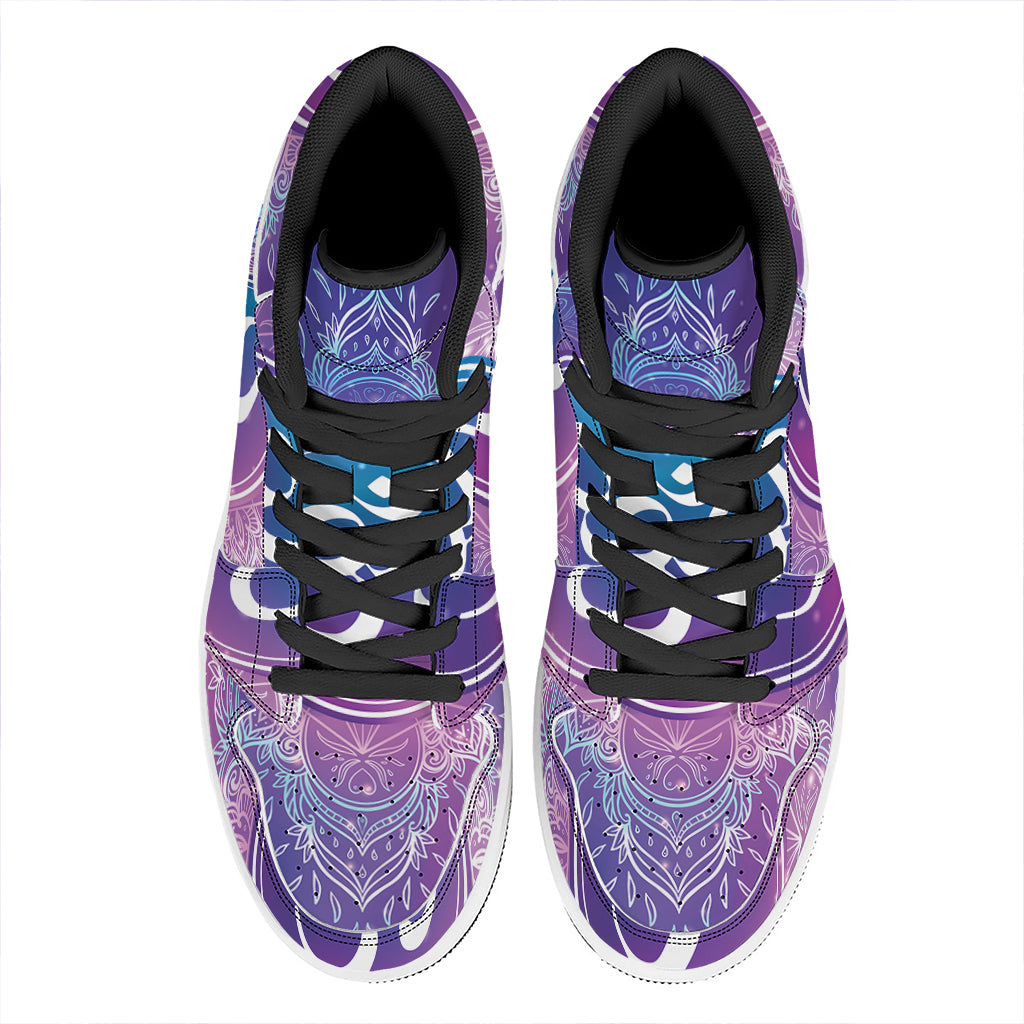 Spiritual Om Mandala Print High Top Leather Sneakers