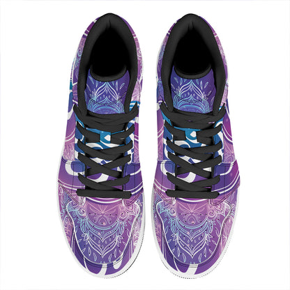 Spiritual Om Mandala Print High Top Leather Sneakers