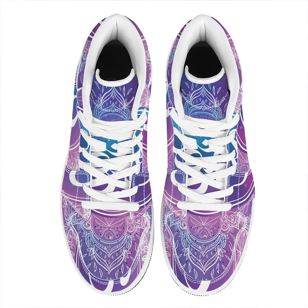 Spiritual Om Mandala Print High Top Leather Sneakers