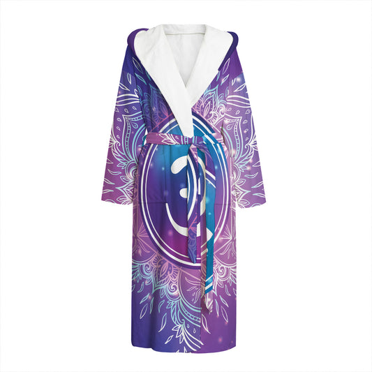Spiritual Om Mandala Print Hooded Bathrobe