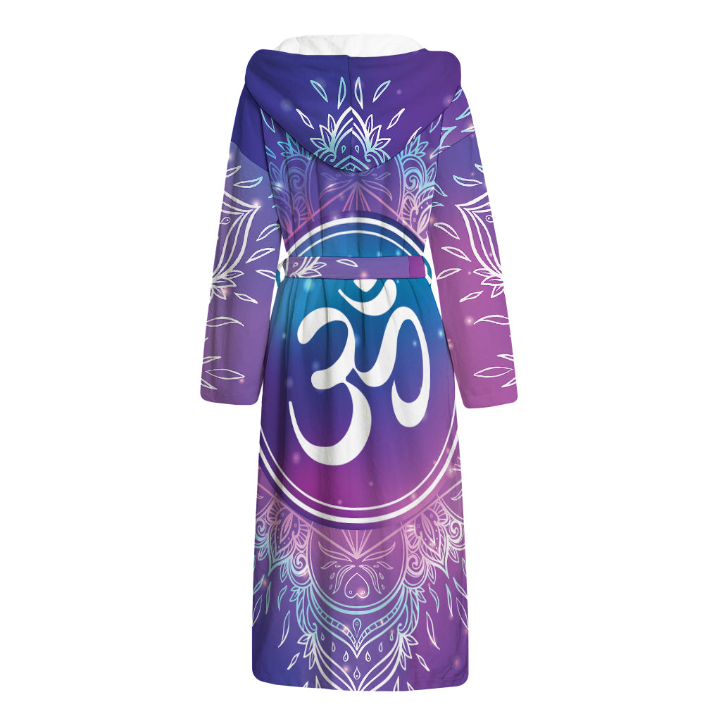 Spiritual Om Mandala Print Hooded Bathrobe