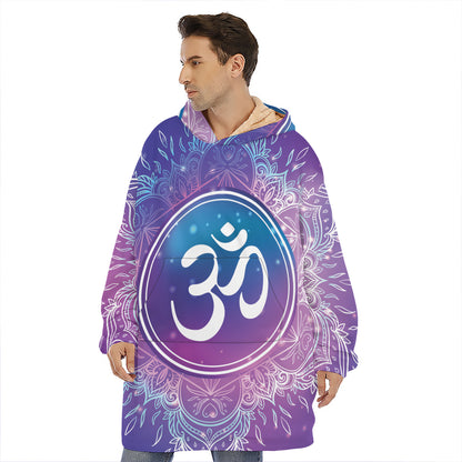 Spiritual Om Mandala Print Hoodie Blanket