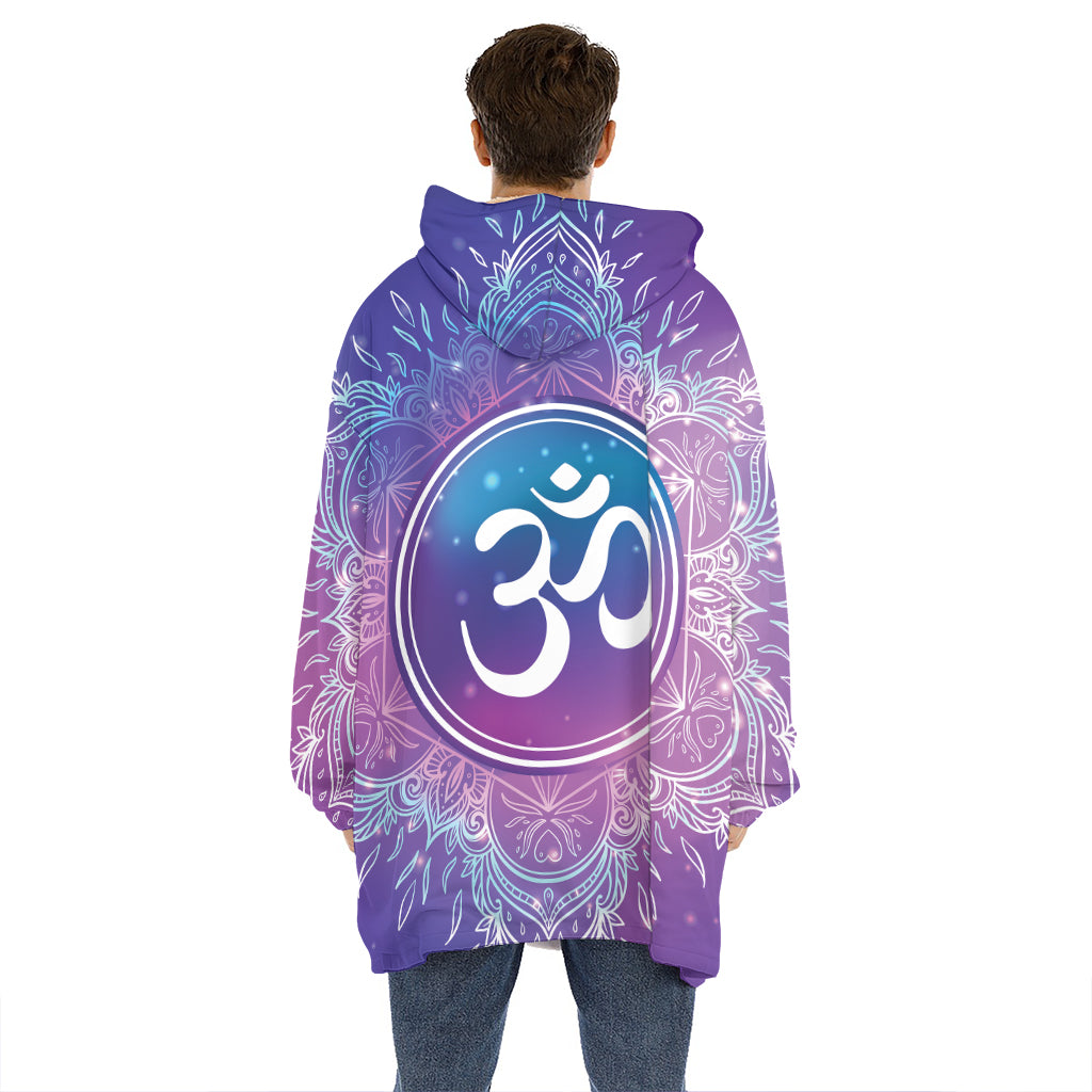 Spiritual Om Mandala Print Hoodie Blanket