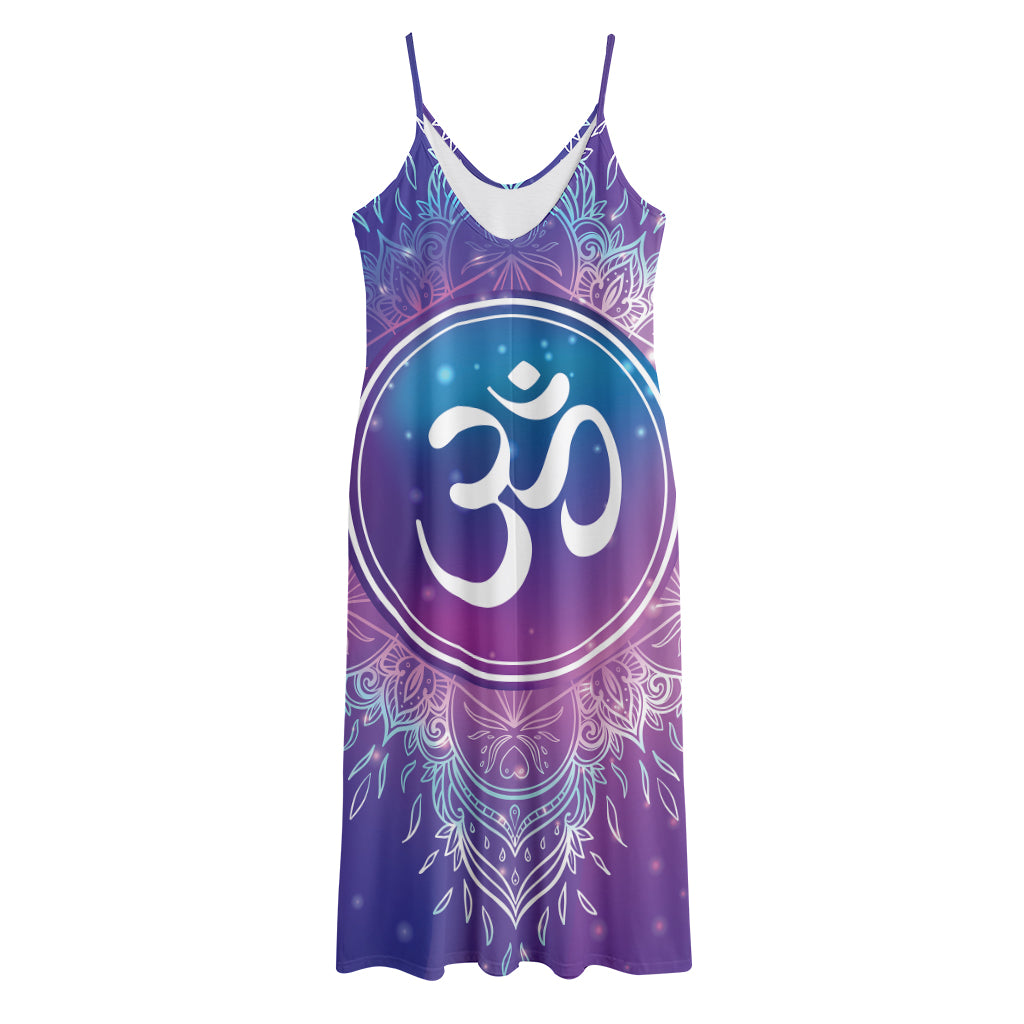 Spiritual Om Mandala Print Jersey Midi Cami Dress