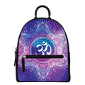 Spiritual Om Mandala Print Leather Backpack